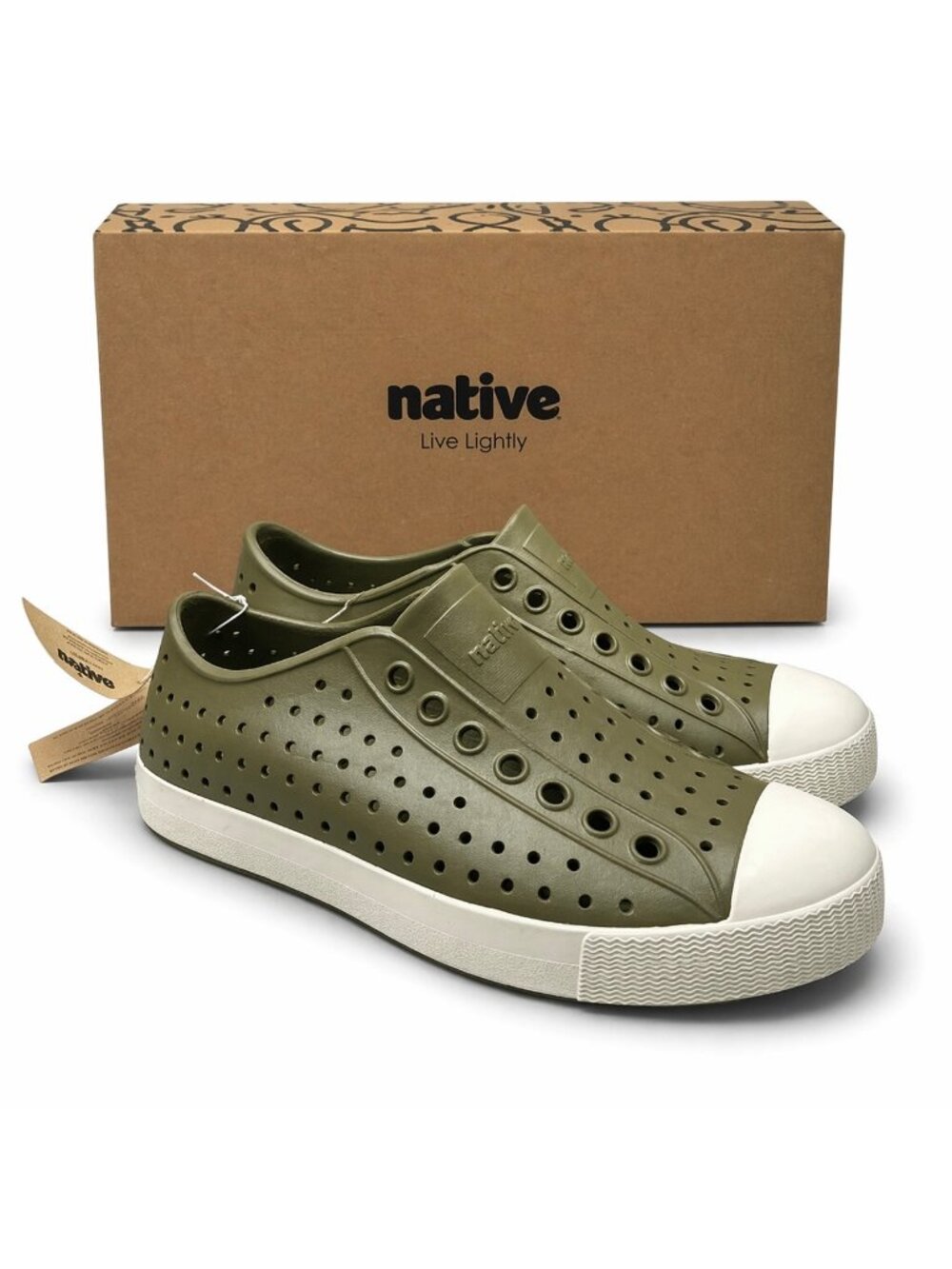 Native Jefferson Slip-On Water Shoes Rookie Green Lightweight Mens 9 Womens 11